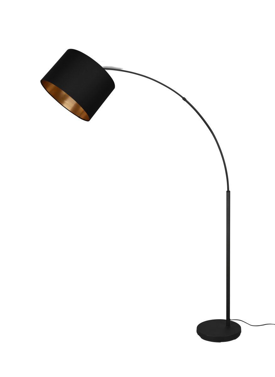 Bolivia Negro lámpara de pie De Trio Lighting - Bolivia es una lámpara de pie arqueada que crea una atmósfera de confort y bienestar en el salón a través de la combinación de forma y material.