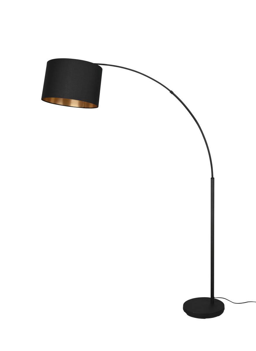 Bolivia Negro lámpara de pie De Trio Lighting - Bolivia es una lámpara de pie arqueada que crea una atmósfera de confort y bienestar en el salón a través de la combinación de forma y material.