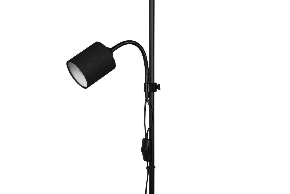 Owen Negro lámpara de pie De Trio Lighting - El brazo de lectura flexible y regulable en altura se puede posicionar para una iluminaci&oacute;n &oacute;ptima, lo que la convierte en la l&aacute;mpara ideal como luz de lectura junto al sof&aacute; o en su rinc&oacute;n de lectura.