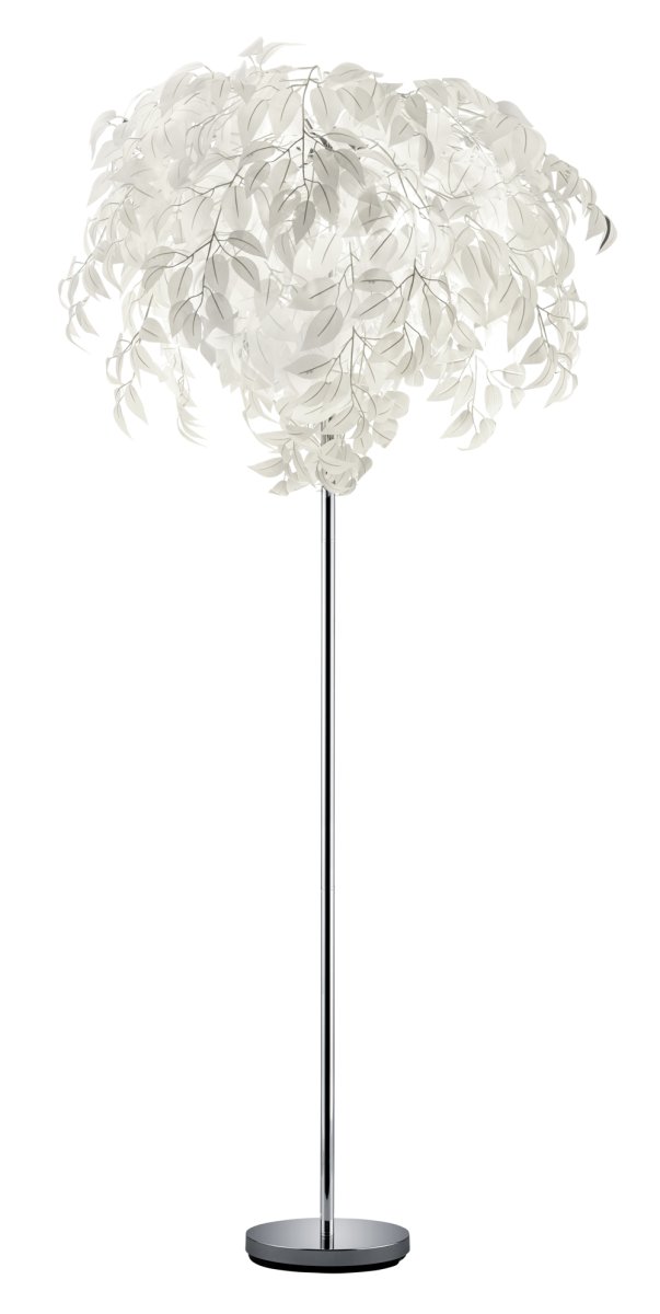 Leavy Blanco lámpara de pie De Trio Lighting - La l&aacute;mpara de pie Leavy es un elemento destacado &uacute;nico e impresionante en su hogar con sus hojas de pl&aacute;stico decorativas que le dan un estilo distintivo y encantador.