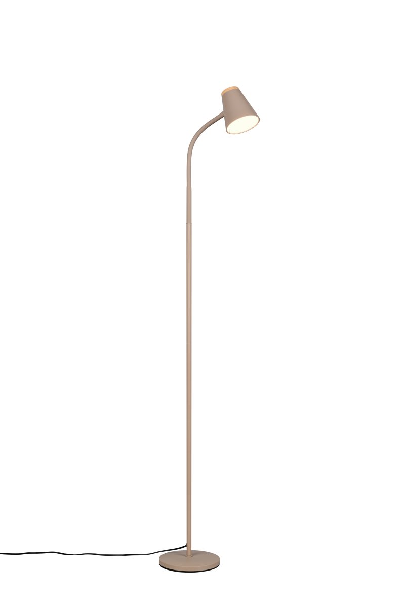 Pongo Beige lámpara de pie De Trio Lighting - Su dise&ntilde;o estilizado y su cabezal inclinado la hacen vers&aacute;til y le permiten integrarse armoniosamente en cualquier hogar y estilo de decoraci&oacute;n.