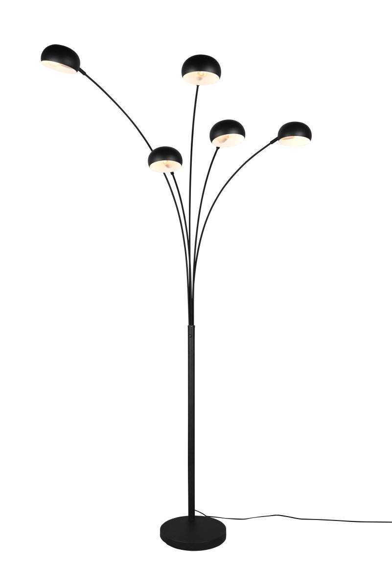 Dito Negro lámpara de pie De Trio Lighting - Con su exclusivo dise&ntilde;o de cinco dedos, la l&aacute;mpara de pie Dito es un elemento sofisticado que llama la atenci&oacute;n y que funciona tanto como una elegante fuente de luz como un elemento decorativo en la habitaci&oacute;n.