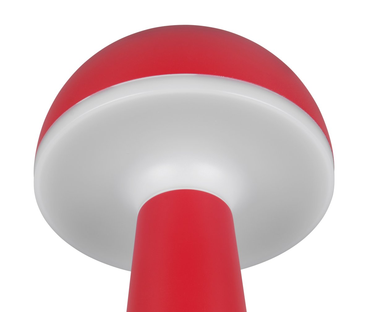 Fungo 30cm ROJO portátil De Trio Lighting - Con una función táctil para atenuar y ajustar el color de la luz, así como una estación de carga independiente, es una fuente de luz flexible para interiores y exteriores.