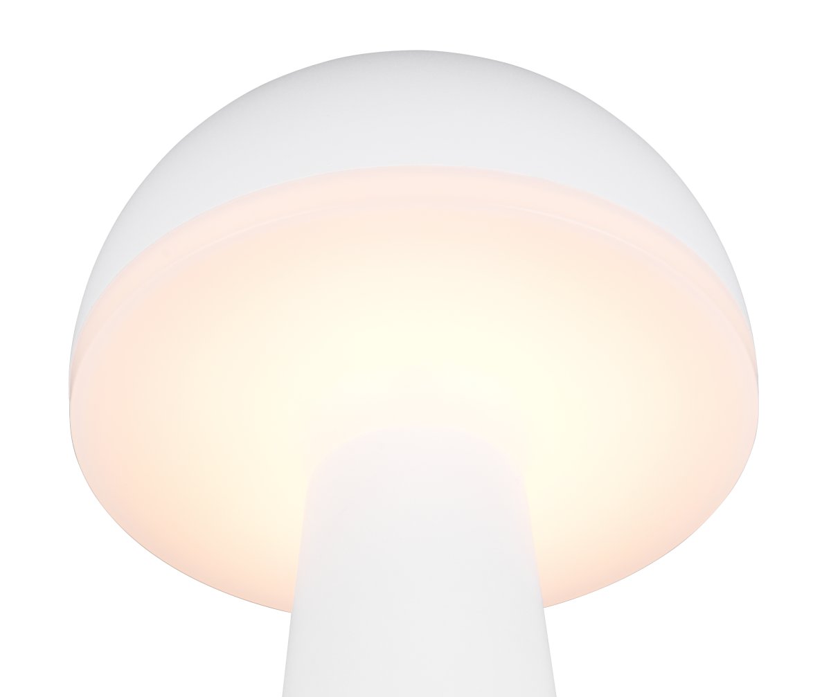 Fungo 30cm Blanco portátil De Trio Lighting - Con una función táctil para atenuar y ajustar el color de la luz, así como una estación de carga independiente, es una fuente de luz flexible para interiores y exteriores.