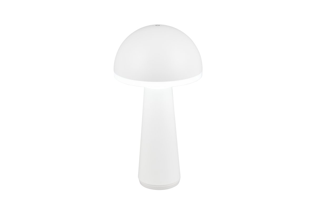 Fungo 30cm Blanco portátil De Trio Lighting - Con una función táctil para atenuar y ajustar el color de la luz, así como una estación de carga independiente, es una fuente de luz flexible para interiores y exteriores.