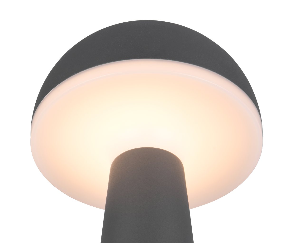 Fungo 30cm Antracita portátil De Trio Lighting - Con una función táctil para atenuar y ajustar el color de la luz, así como una estación de carga separada, es una fuente de luz flexible para interiores y exteriores.