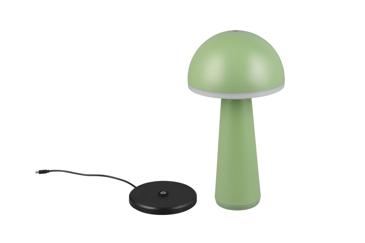 Fungo 30cm Verde portátil De Trio Lighting - Con una función táctil para atenuar y ajustar el color de la luz, así como una estación de carga independiente, es una fuente de luz flexible para interiores y exteriores.
