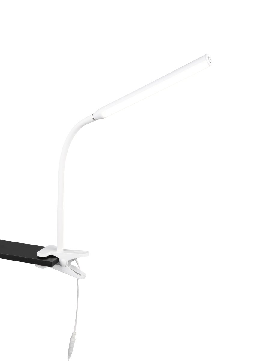 Nevada Blanco lámpara de pinza De Trio Lighting - La función de memoria guarda la última configuración seleccionada para que el estado de iluminación preferido se restablezca automáticamente la próxima vez que se encienda la lámpara.