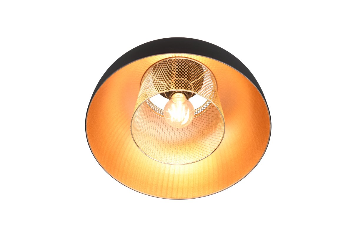 Punch Ø35 Negro plafón De Trio Lighting - La elegante forma de la lámpara y la combinación de colores negro mate y dorado le dan un toque de sofisticación.