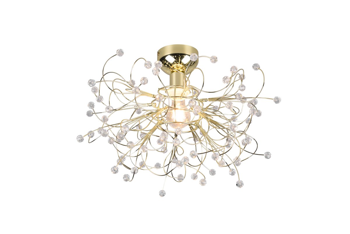Gloria Ø52 Bronce plafón De Trio Lighting - Con su forma delicada y sus brillantes apliques de acr&iacute;lico, la l&aacute;mpara crea un efecto de luz c&aacute;lido y acogedor, perfecto para salas de estar y comedores.