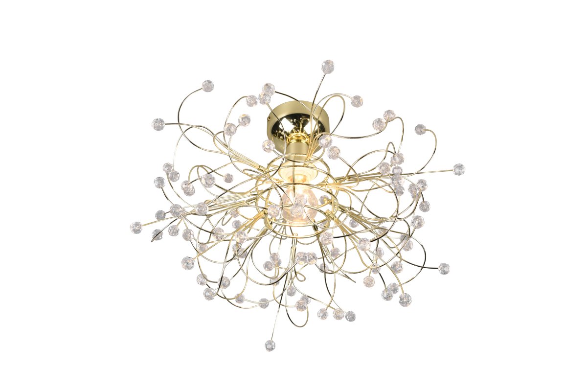 Gloria Ø52 Bronce plafón De Trio Lighting - Con su forma delicada y sus brillantes apliques de acr&iacute;lico, la l&aacute;mpara crea un efecto de luz c&aacute;lido y acogedor, perfecto para salas de estar y comedores.