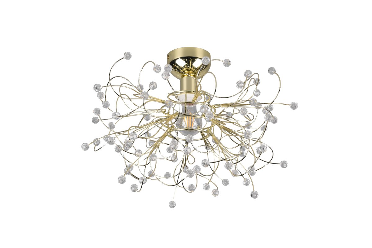 Gloria Ø52 Bronce plafón De Trio Lighting - Con su forma delicada y sus brillantes apliques de acr&iacute;lico, la l&aacute;mpara crea un efecto de luz c&aacute;lido y acogedor, perfecto para salas de estar y comedores.