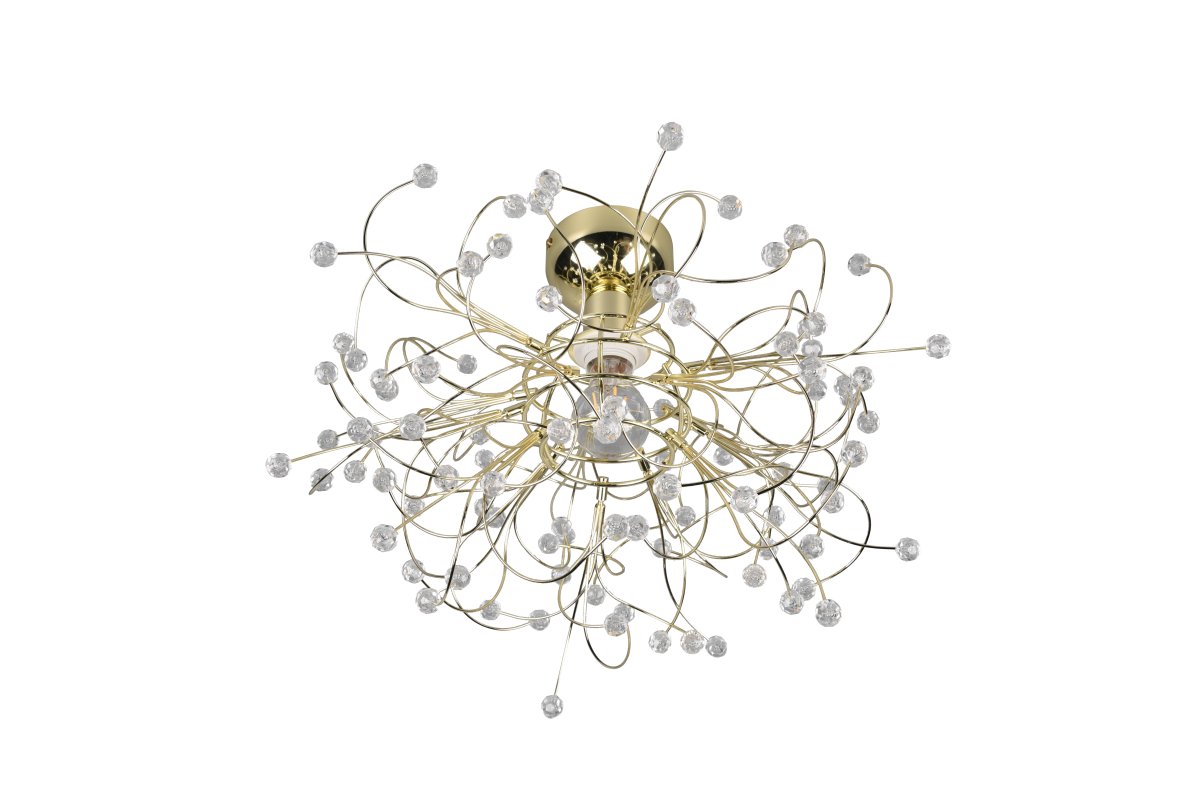 Gloria Ø52 Bronce plafón De Trio Lighting - Con su forma delicada y sus brillantes apliques de acr&iacute;lico, la l&aacute;mpara crea un efecto de luz c&aacute;lido y acogedor, perfecto para salas de estar y comedores.