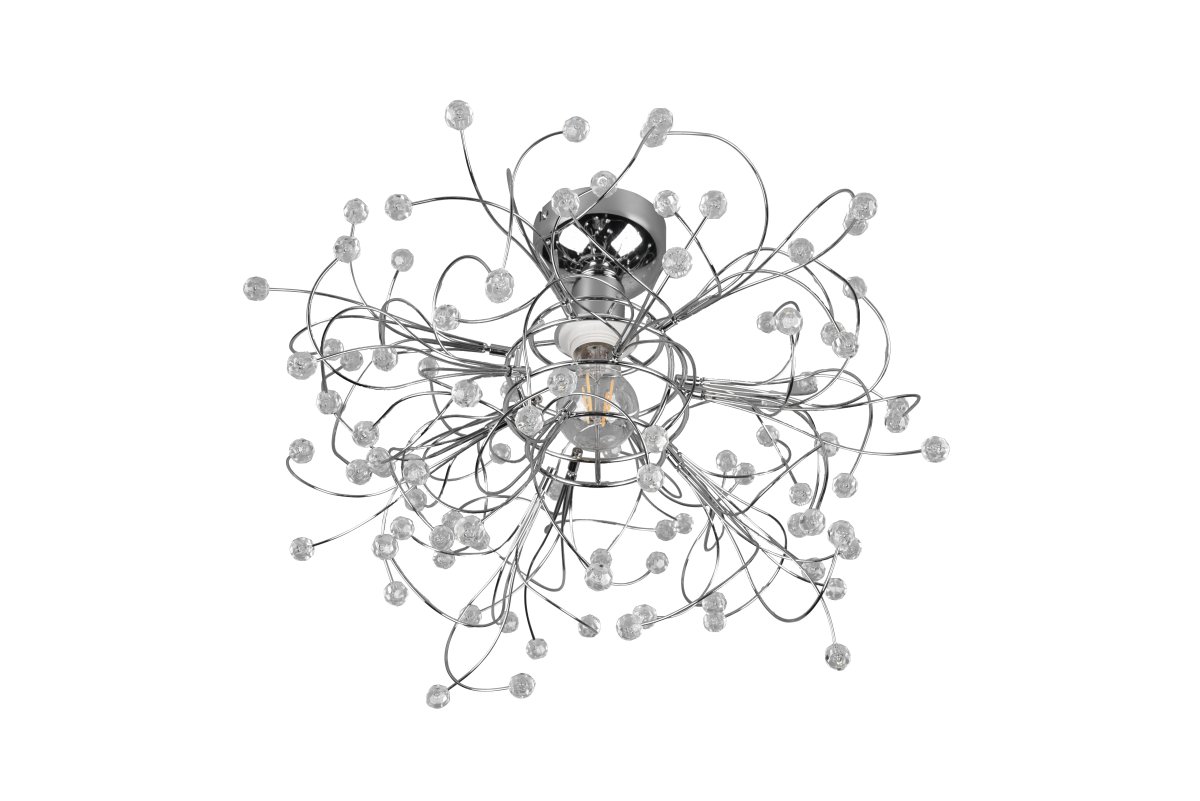 Gloria Ø52 Cromo plafón De Trio Lighting - Con su forma delicada y sus brillantes apliques de acrílico, la lámpara crea un efecto de luz cálido y acogedor, perfecto para salas de estar y comedores.