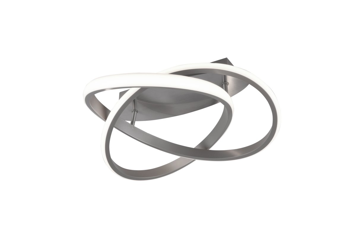 Course Ø45 acero cepillado plafón De Trio Lighting - La lámpara de techo Course añade un toque elegante y moderno a tu sala de estar con sus dos elegantes anillos rodeados por un cuenco de acrílico.