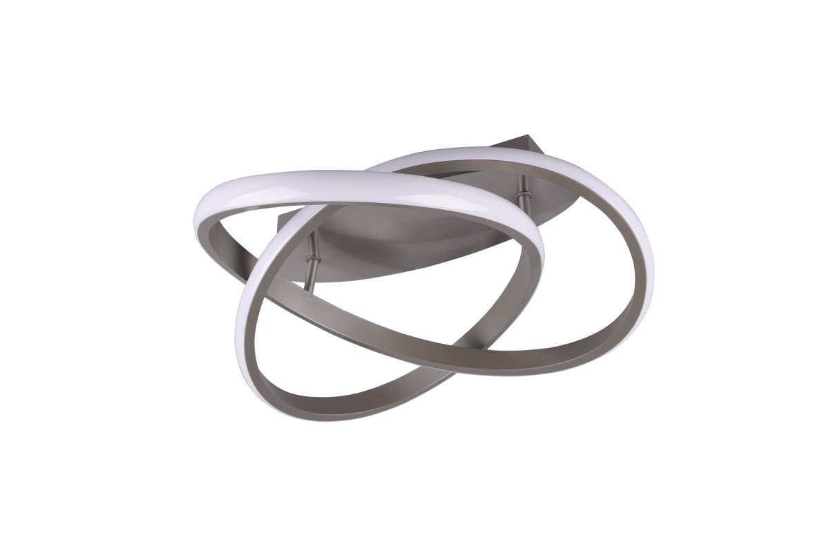Course Ø45 acero cepillado plafón De Trio Lighting - La lámpara de techo Course añade un toque elegante y moderno a tu sala de estar con sus dos elegantes anillos rodeados por un cuenco de acrílico.