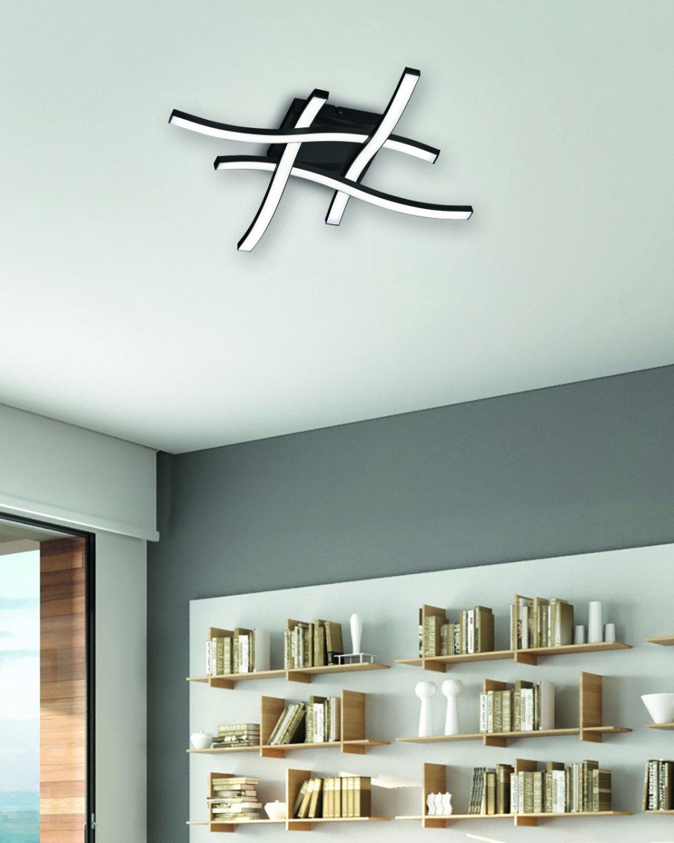 Route 46cm Negro plafón De Trio Lighting - La moderna tecnología LED también garantiza una larga vida útil y una menor generación de calor: ¡práctico y respetuoso con el medio ambiente al mismo tiempo!