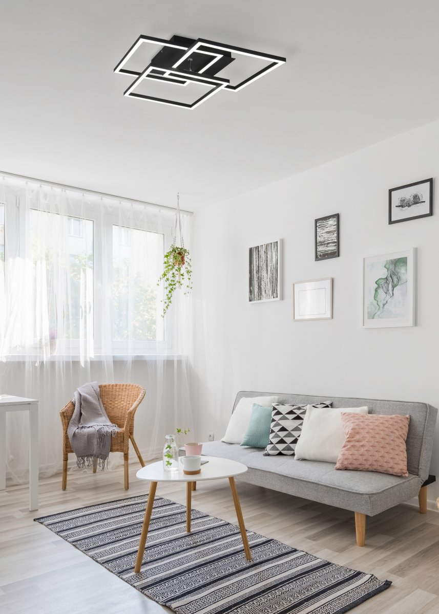 Mobile 42cm Negro plafón De Trio Lighting - Con el control remoto incluido, puede ajustar fácilmente tanto el brillo como la temperatura del color desde blanco frío a blanco cálido para adaptarse a diferentes estados de ánimo y necesidades.