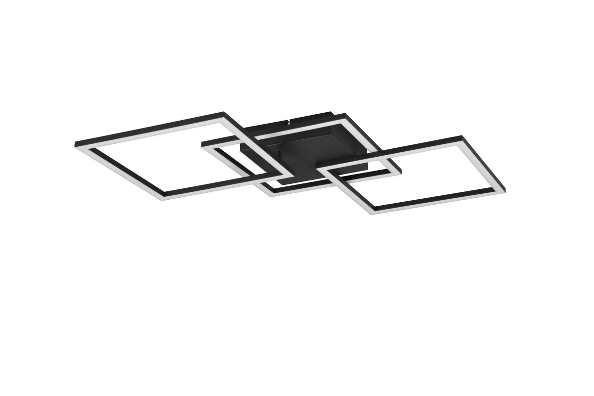 Trail 74cm Negro plafón De Trio Lighting - La elegante combinaci&oacute;n de un acabado negro mate atemporal y metal de alta calidad le da a la l&aacute;mpara un aspecto noble y al mismo tiempo crea una atm&oacute;sfera agradable en la habitaci&oacute;n.