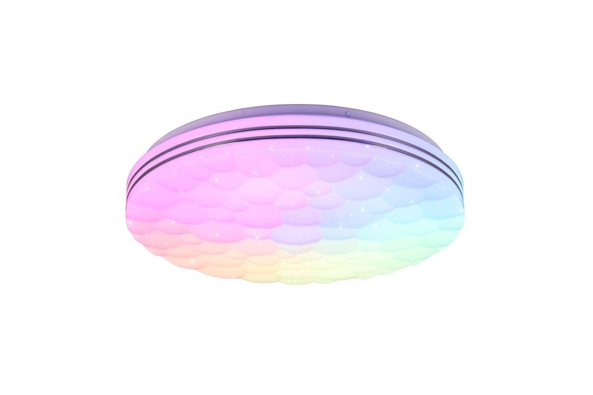 Tiger Ø38 Blanco lámpara infantil De Trio Lighting - Gracias a su dise&ntilde;o redondo de pl&aacute;stico blanco con efecto de cielo estrellado, la l&aacute;mpara se integra a la perfecci&oacute;n en cualquier estilo de interior.