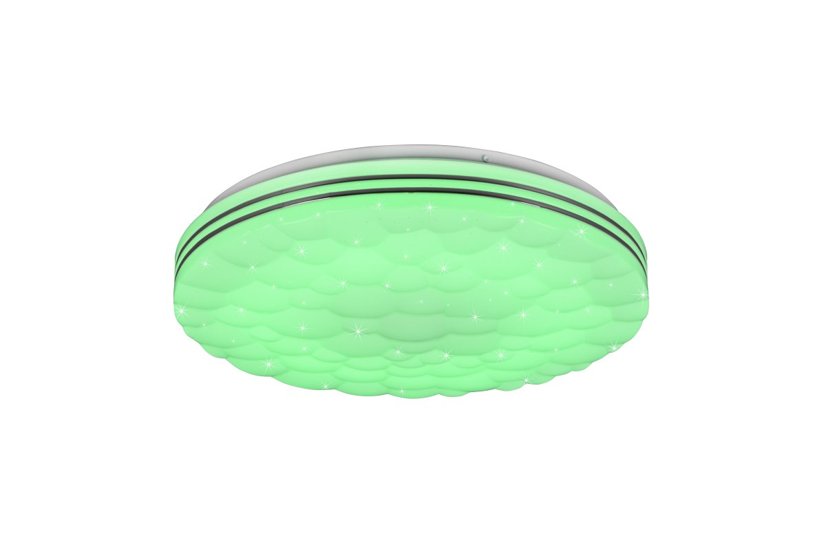 Tiger Ø38 Blanco lámpara infantil De Trio Lighting - Gracias a su dise&ntilde;o redondo de pl&aacute;stico blanco con efecto de cielo estrellado, la l&aacute;mpara se integra a la perfecci&oacute;n en cualquier estilo de interior.
