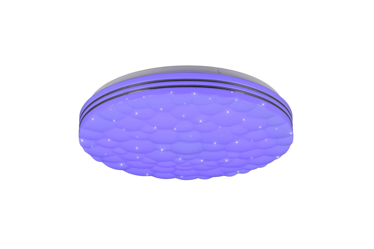 Tiger Ø38 Blanco lámpara infantil De Trio Lighting - Gracias a su dise&ntilde;o redondo de pl&aacute;stico blanco con efecto de cielo estrellado, la l&aacute;mpara se integra a la perfecci&oacute;n en cualquier estilo de interior.