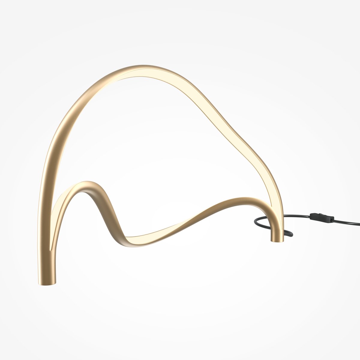 Plons 25cm Latón lámpara de mesa De Maytoni - El difusor de silicona de la lámpara dispersa suavemente la luz y su forma curva y escultural crea una atmósfera armoniosa y sirve como un llamativo detalle de diseño interior.