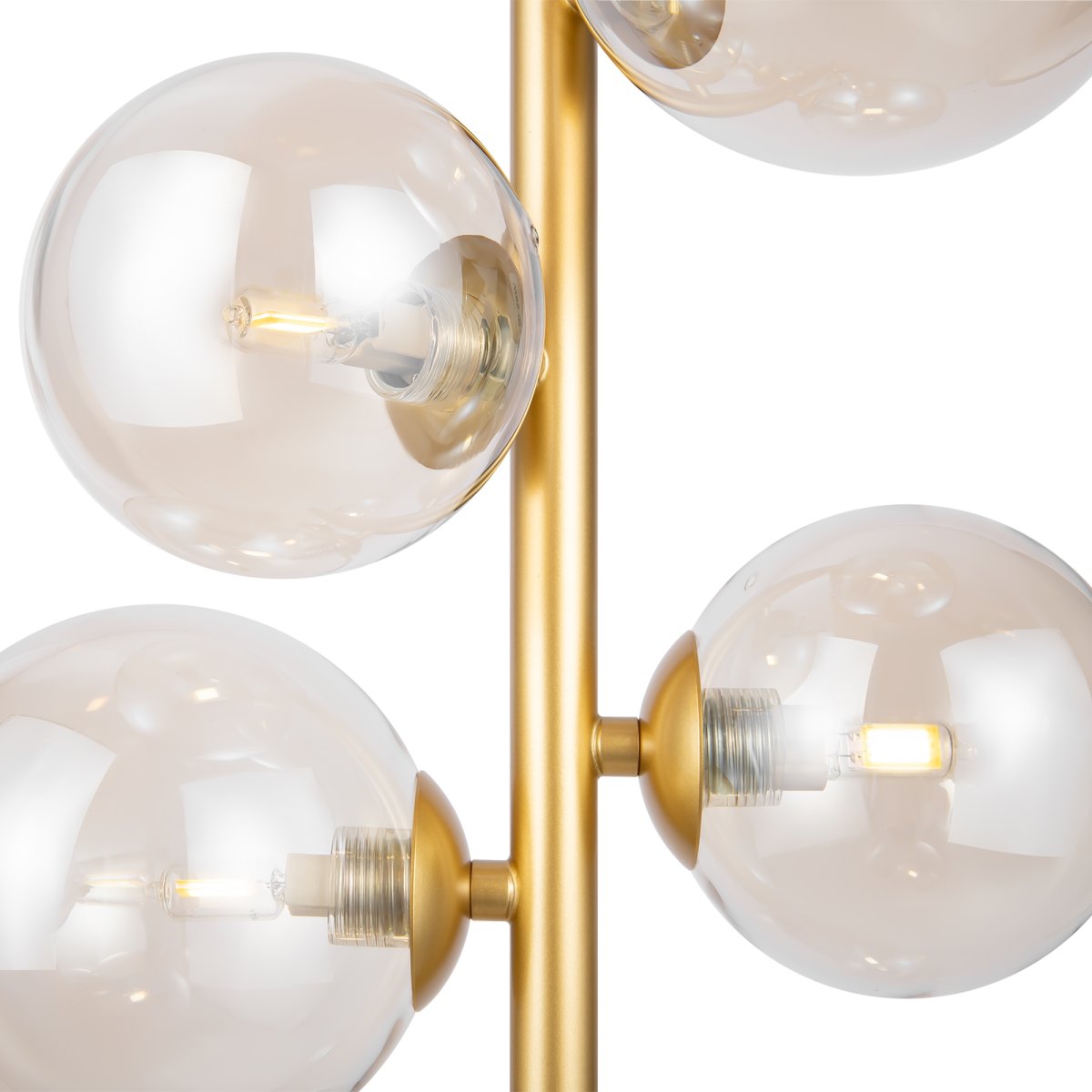 Dallas Ø30 Oro Lámpas de techo De Maytoni - Su diseño único, con cúpulas redondas de vidrio en diferentes direcciones, crea un juego de luz dramático y elegante que llena la habitación de calidez y carácter.