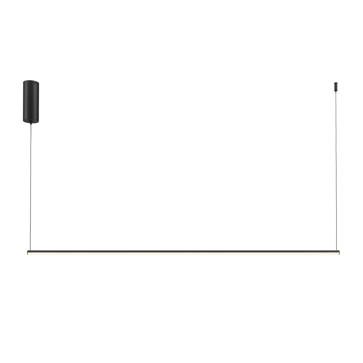 Halo 120cm Negro Lámpas de techo De Maytoni - Su forma simple y elegante la convierte en una solución de iluminación versátil que se adapta tanto a interiores modernos como industriales, al tiempo que sirve como una discreta declaración de estilo.