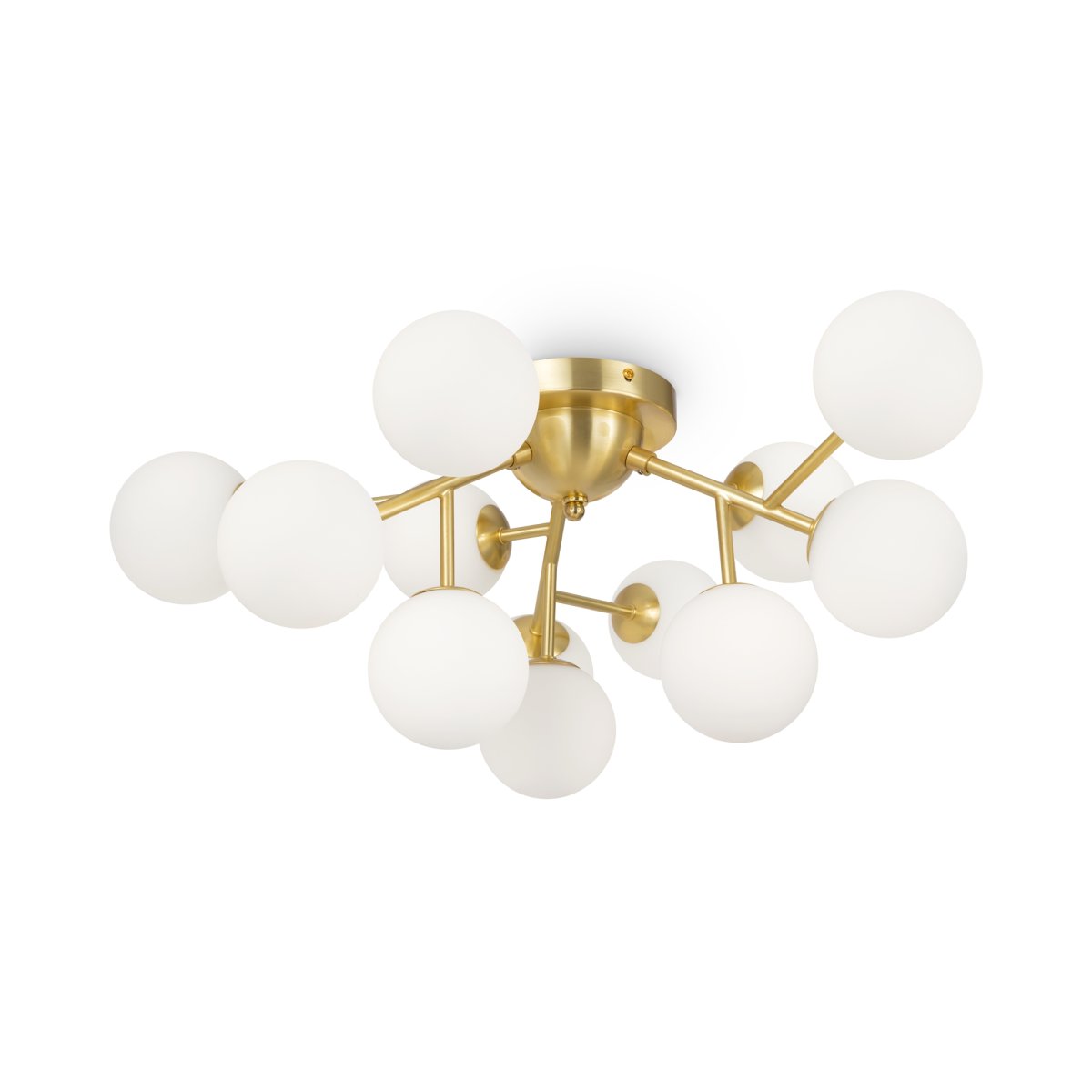 Dallas Ø60 Oro plafón De Maytoni - La sofisticada estructura de metal, combinada con los globos de vidrio opalino blanco, la convierte en un verdadero punto de atracci&oacute;n, ideal para espacios amplios como salas de estar o comedores.
