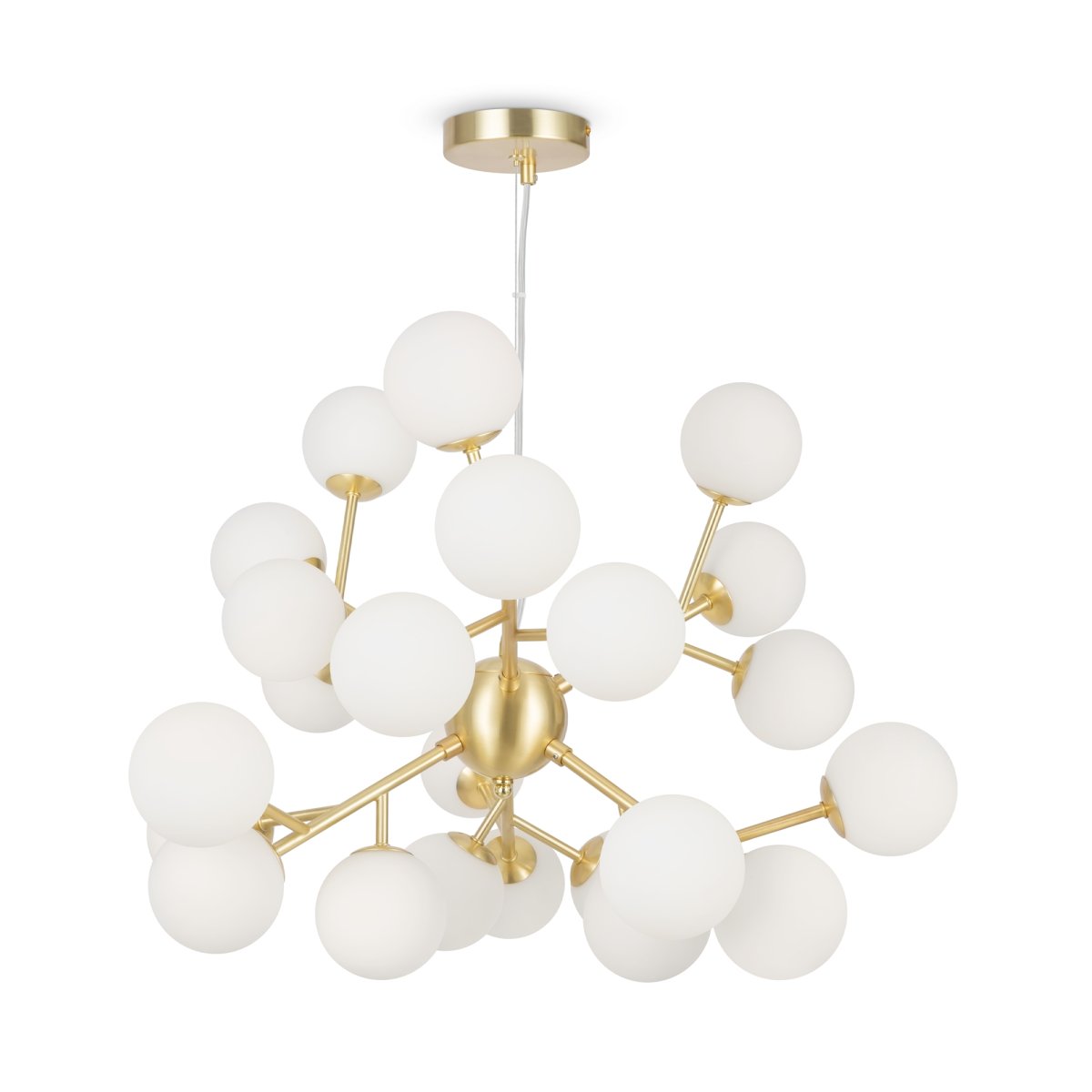 Dallas Ø65 Oro Lámpas de techo De Maytoni - La sofisticada estructura de metal, combinada con las esferas de vidrio opalino blanco, la convierte en un verdadero punto de atracci&oacute;n, ideal para espacios amplios como salas de estar o comedores.