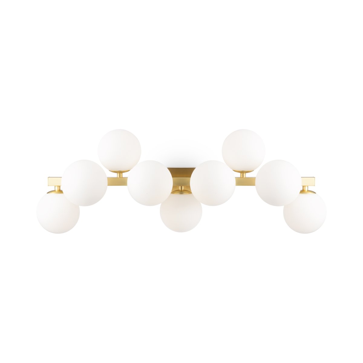 Dallas 65cm Oro lámpara de pared De Maytoni - La sofisticada estructura de metal, combinada con los globos de vidrio opalino blanco, la convierte en un verdadero punto de atracción, ideal para espacios amplios como salas de estar o comedores.