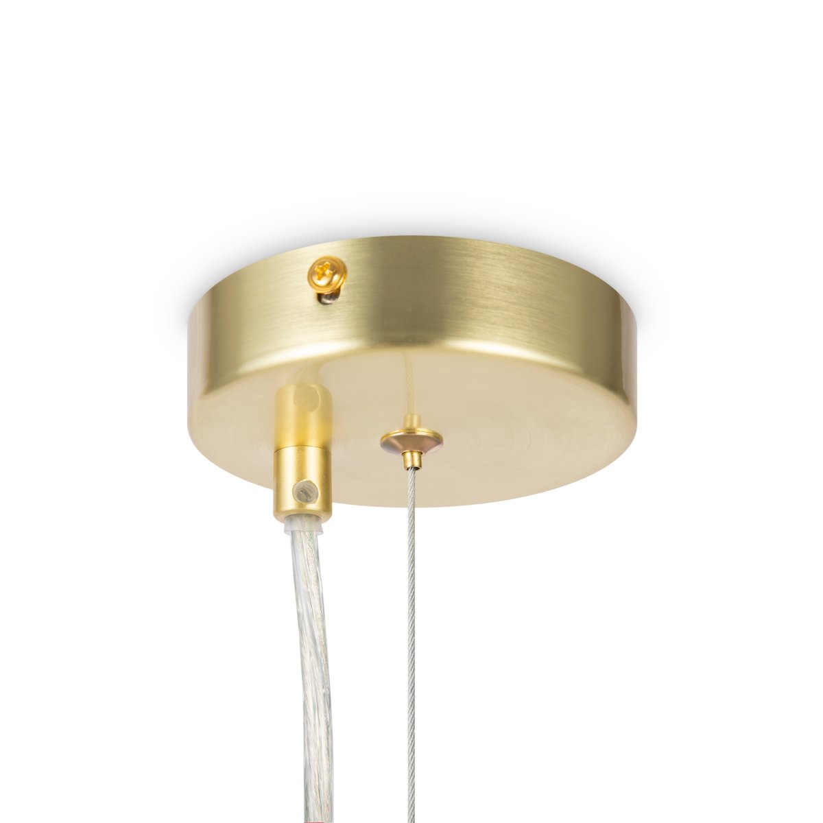 Dallas Ø30 Oro Lámpas de techo De Maytoni - La sofisticada estructura de metal, combinada con las esferas de vidrio opalino blanco, la convierte en un verdadero punto de atracción y se integra perfectamente en espacios pequeños como salas de estar o comedores.