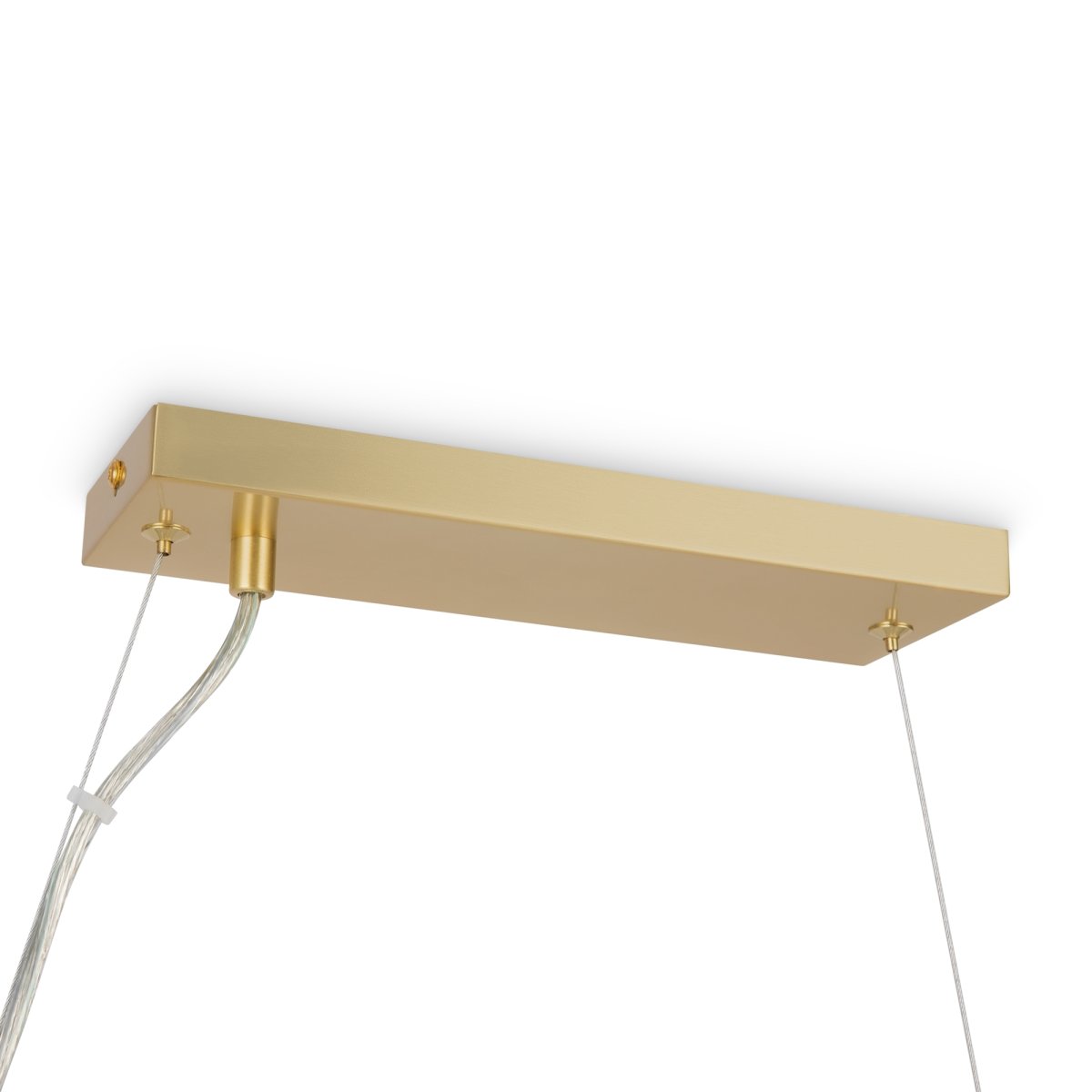 Dallas 123cm Oro Lámpas de techo De Maytoni - La sofisticada estructura de metal, combinada con las esferas de vidrio opalino blanco, la convierte en un verdadero punto de atracción, ideal para espacios amplios como salas de estar o comedores.