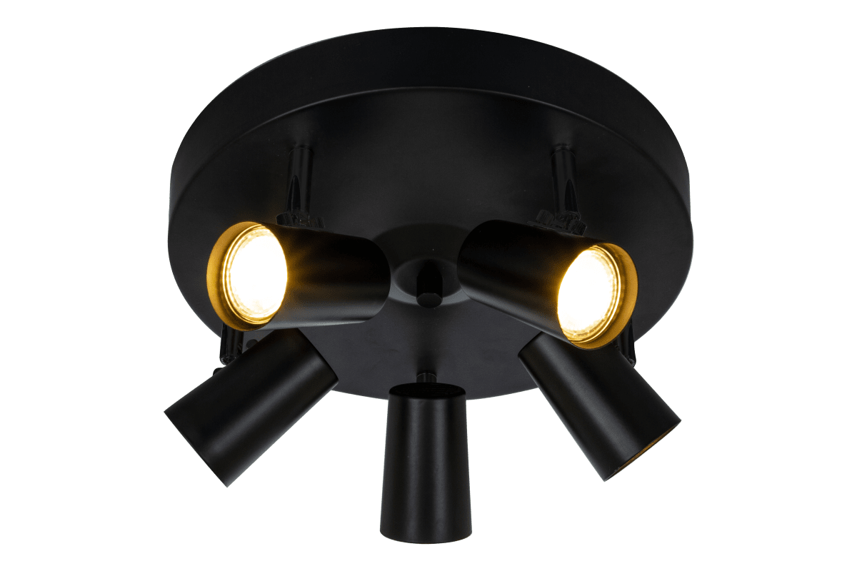 Pilot 5 Negro foco de techo De Aneta Lighting - El foco de techo redondo Pilot, fabricado en metal lacado en negro con detalles cromados, tiene un diseño elegante que se adapta a la mayoría de hogares y estilos de interior.