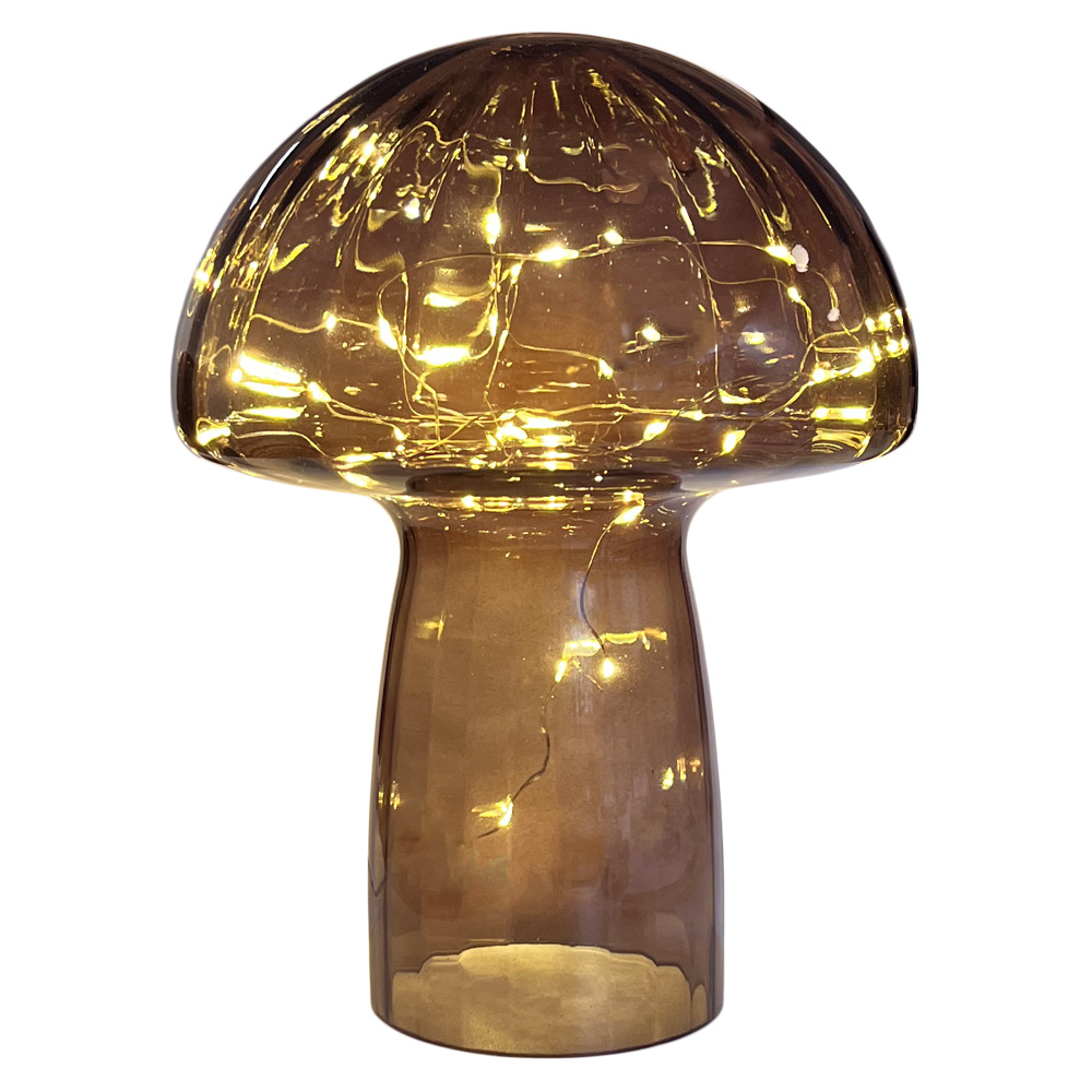 Mushroom 23cm Granate lámpara de mesa De Pixie Design - Est&aacute; equipado con un temporizador y un pr&aacute;ctico regulador de intensidad de 5 niveles para ajustar la luz seg&uacute;n las necesidades, lo que lo hace perfecto tanto como iluminaci&oacute;n de trabajo como como iluminaci&oacute;n acogedora por la noche.