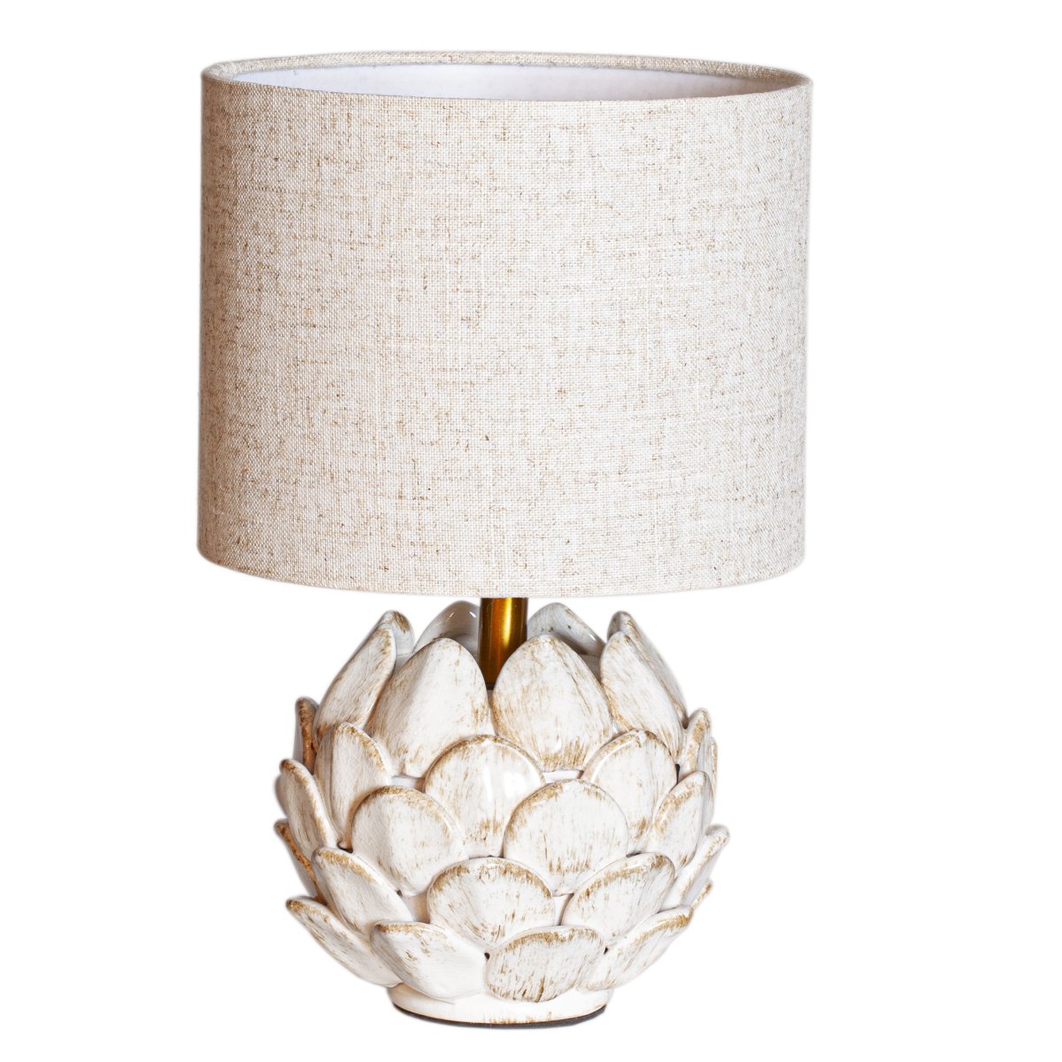 Rosanna 30cm Beige lámpara de mesa De Cottex - La base de la lámpara de cerámica en color blanco rústico, combinada con la pantalla de lino beige, contribuye a crear una atmósfera armoniosa en la estancia.