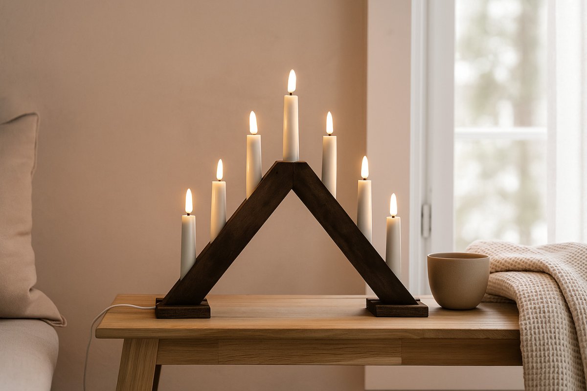 Sara Madera De Pixie Design - Sara es un candelabro cl&aacute;sico de siete brazos realizado en madera.
