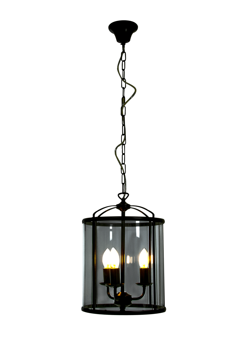 Budgie Ø28 Gris humo Lámpas de techo De Aneta Lighting - La lámpara cuelga de una cadena decorativa desde una campana de techo de metal con suspensión de gancho.
