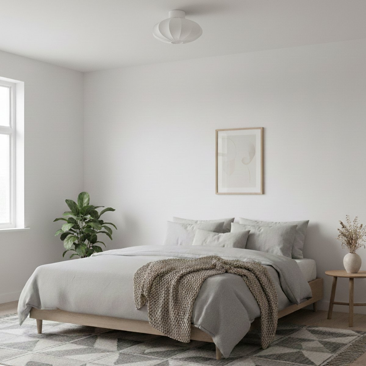 Selma Ø40 Blanco plafón De By Rydéns - Selma es una elegante l&aacute;mpara de techo de metal blanco y tela que proporciona una luz suave y agradable.