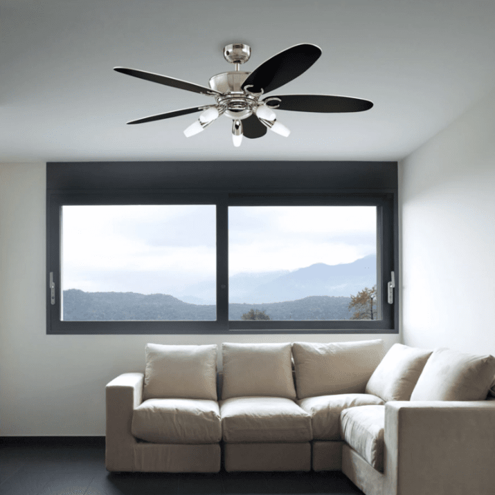 Arius Ø132 Cromo De Westinghouse - El ventilador Arius, con un nivel de ruido de 48 dB, est&aacute; recomendado para habitaciones de 20-30 m&sup2; y tiene funci&oacute;n inversa, es decir, h.