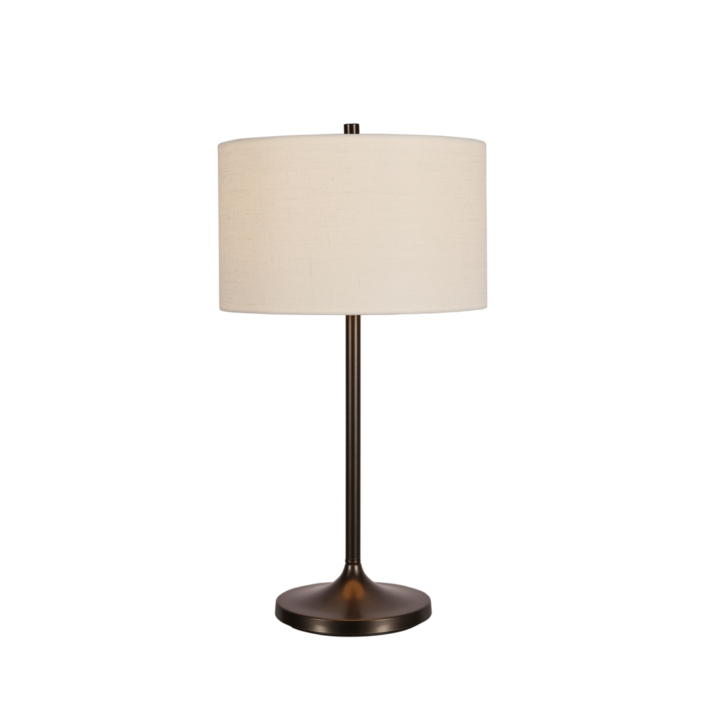 Soft 64cm Blanco/bronce lámpara de mesa De Belid - La pantalla, de lino blanco europeo, y la base con acabado bronce metalizado le confieren un toque de distinci&oacute;n.
