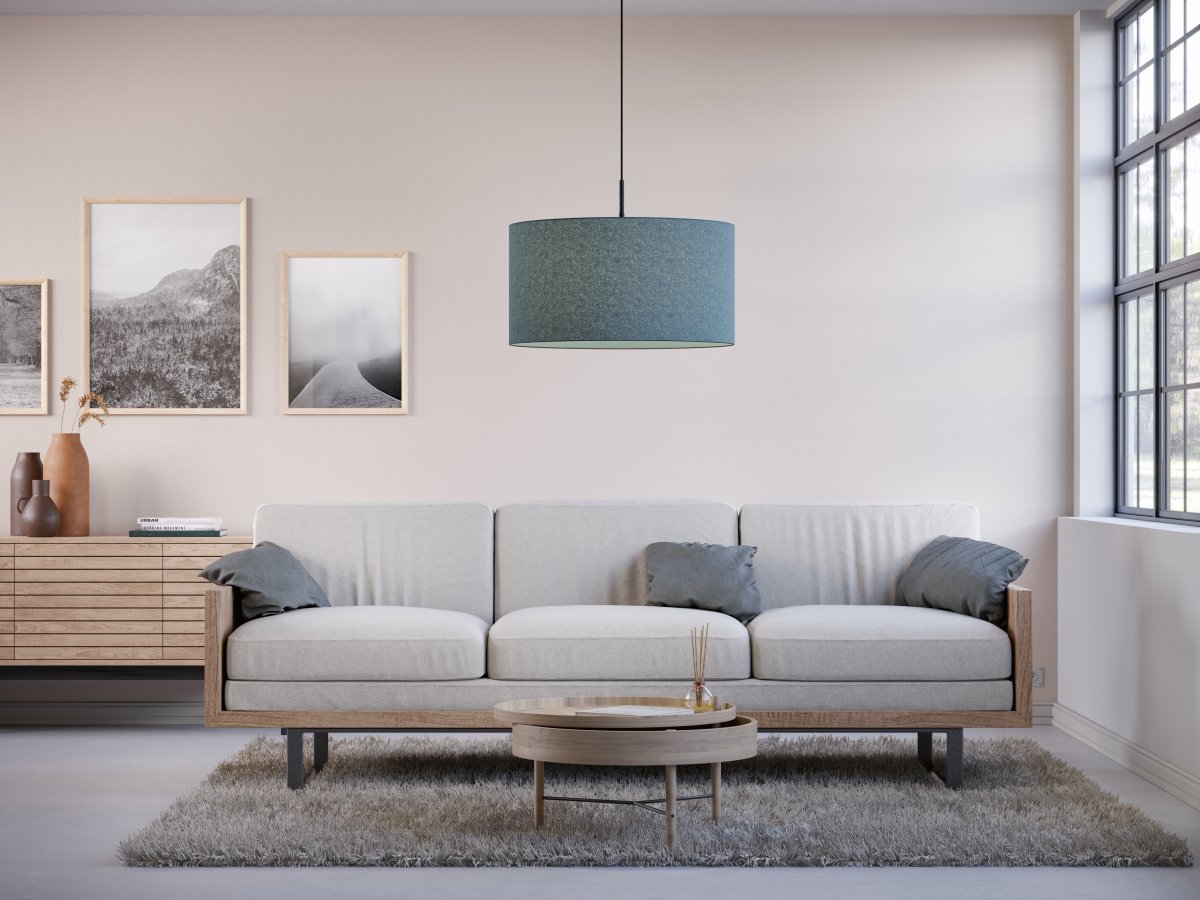 Soft Ø57 Lana azul Lámpas de techo De Belid - Soft es una l&aacute;mpara colgante de Pagunette con tejido de lana ign&iacute;fugo y fonoabsorbente.