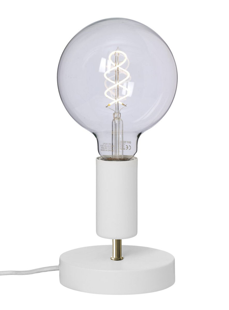 Spartan 13cm lámpara de mesa De Cottex - Se suministra con cable textil blanco de 1,4 m de longitud, interruptor de alimentaci&oacute;n y enchufe.