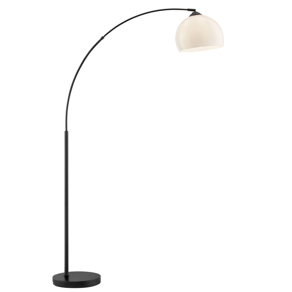 Vessa Negro lámpara de pie De Brilliant - La elegante l&aacute;mpara de pie Vessa, fabricada en metal negro con pantalla de pl&aacute;stico blanco, irradia una luz suave y elegante.