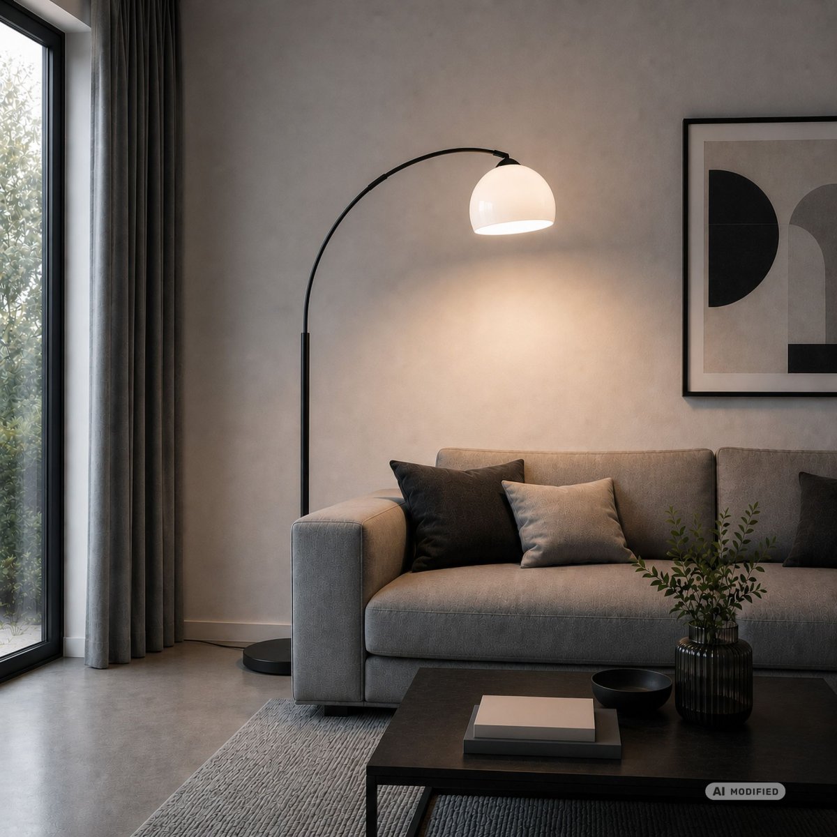 Vessa Negro lámpara de pie De Brilliant - La elegante l&aacute;mpara de pie Vessa, fabricada en metal negro con pantalla de pl&aacute;stico blanco, irradia una luz suave y elegante.