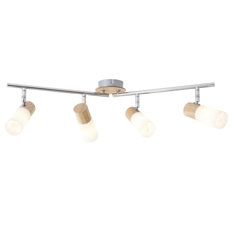 Babsan 4 Madera foco de techo De Brilliant - Gracias a sus cabezales ajustables, puede dirigir fácilmente la luz hacia muebles, cuadros u otros detalles que desee resaltar, o usar varios focos a la vez para iluminar toda la habitación.