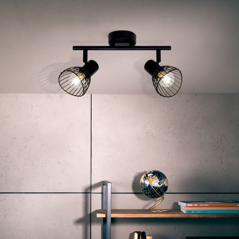 Elhi 2 Negro foco de techo De Brilliant - Se puede montar en el techo o en la pared.