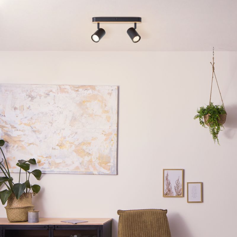 Niels 2 Negro foco de techo De Brilliant - Niels es un foco flexible que puede usarse tanto en el techo como en la pared.