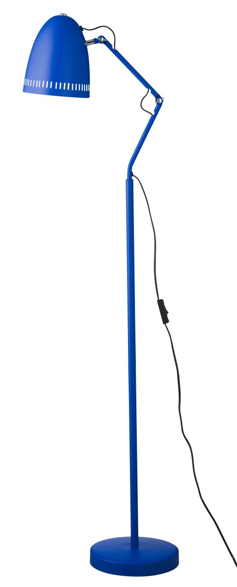 Dynamo 1 Azul oscuro lámpara de pie De Superliving - La l&aacute;mpara de pie Dynamo, fabricada en metal mate con una pantalla azul oscuro transparente, es una soluci&oacute;n de iluminaci&oacute;n elegante y pr&aacute;ctica.
